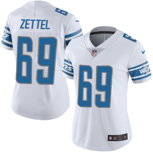 Nike Lions #69 Anthony Zettel White Women's Stitched NFL Vapor Untouchable Limited Jersey